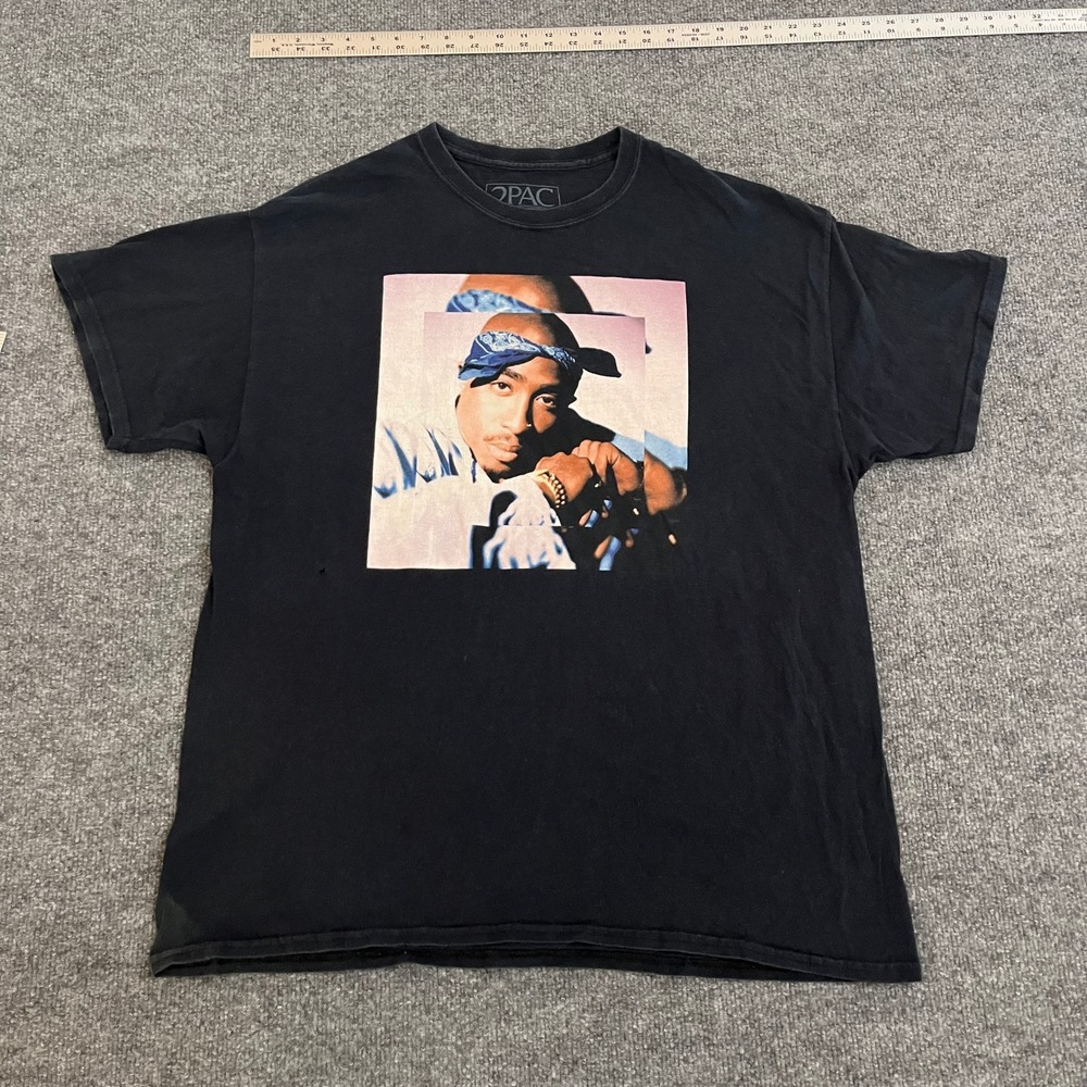 2Pac T-Shirt Mens Size XL Black Graphic Short Sleeve Hip Hop Rap Tee Streetwear